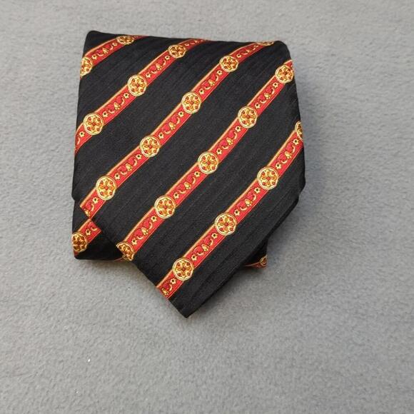 Vintage Brioni Tie Black and Red Striped 100% Silk Hand Made in Italy Barcelino - Picture 9 of 9